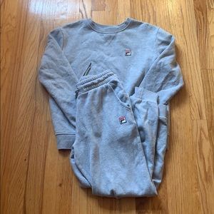 Woman’s fila sweater sweatpants set grey